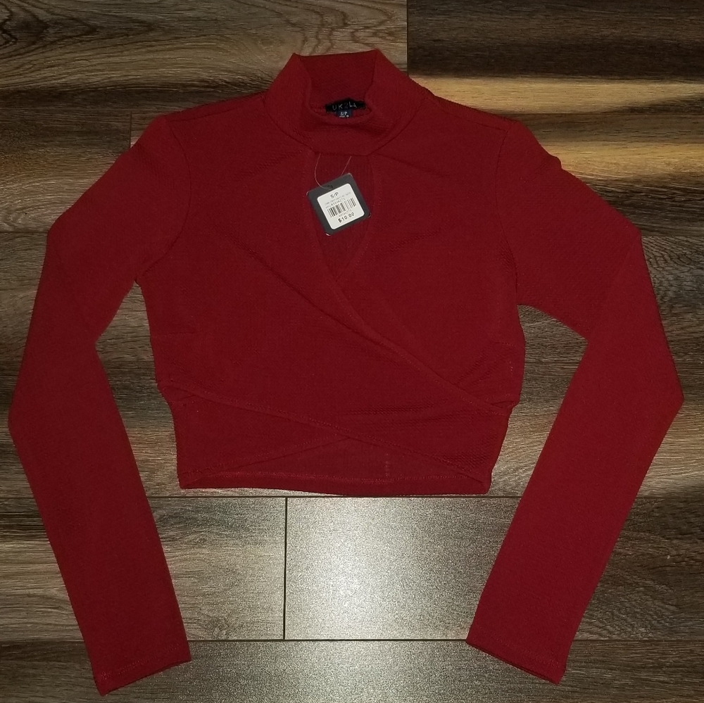 Dark Red Criss-cross Crop Top